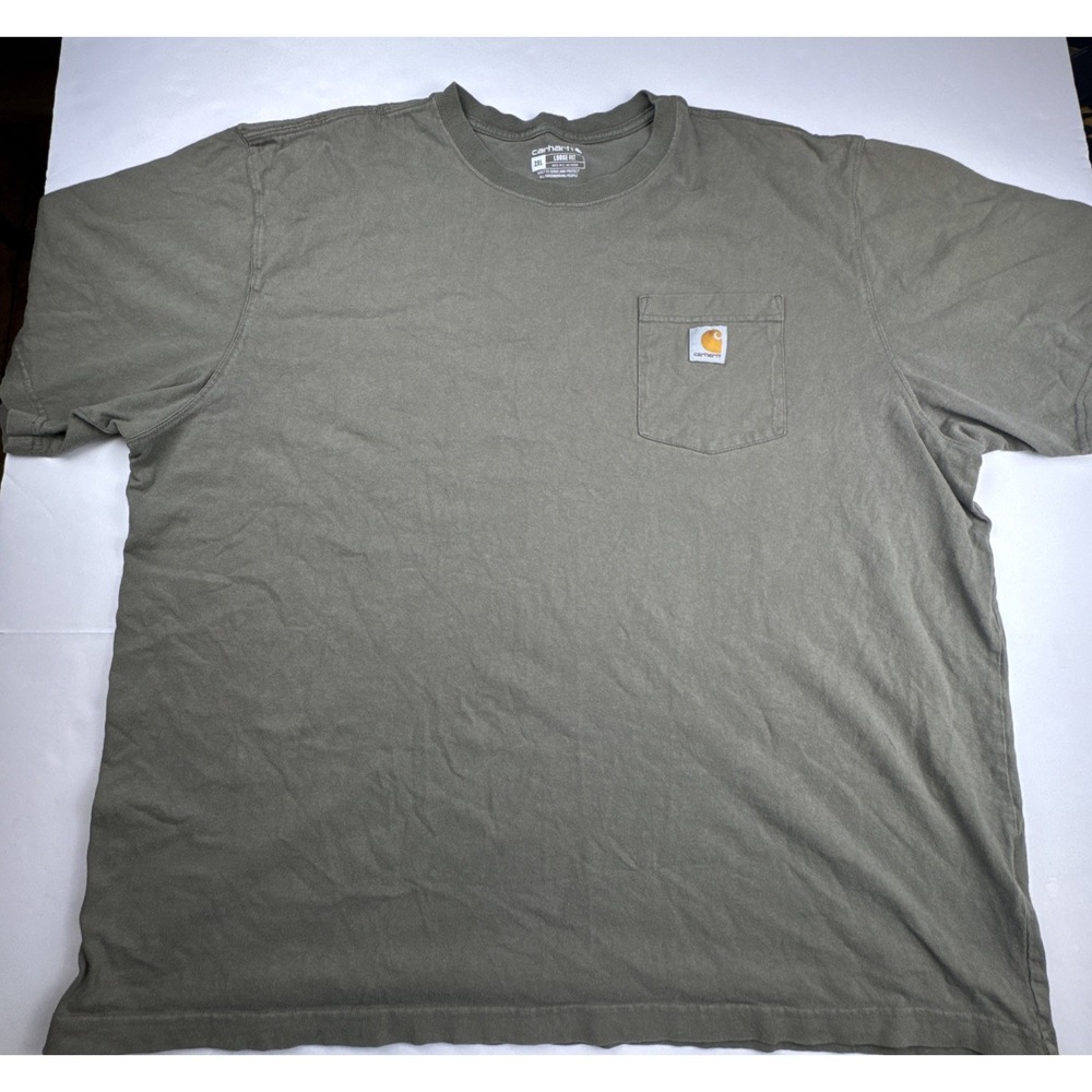 Carhartt Mens Pocket Tee 2XL Green Cotton Workwear Loose Fit Short Sleeve Shirt